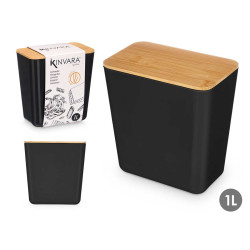 BARATTOLO RETTANGOLARE BASSO NERO 1L