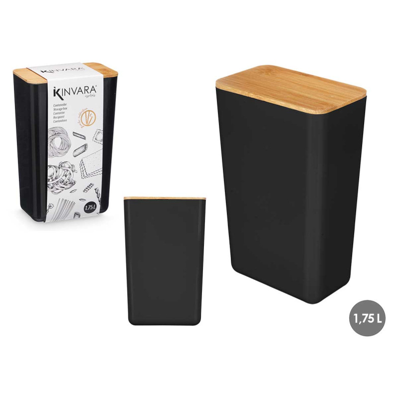 BARATTOLO RETTANGOLARE ALTO NERO 1,75L