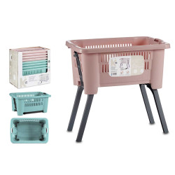 CESTA VESTITI PIEDI PIEGABI AS 2 COL ROSA VERDE