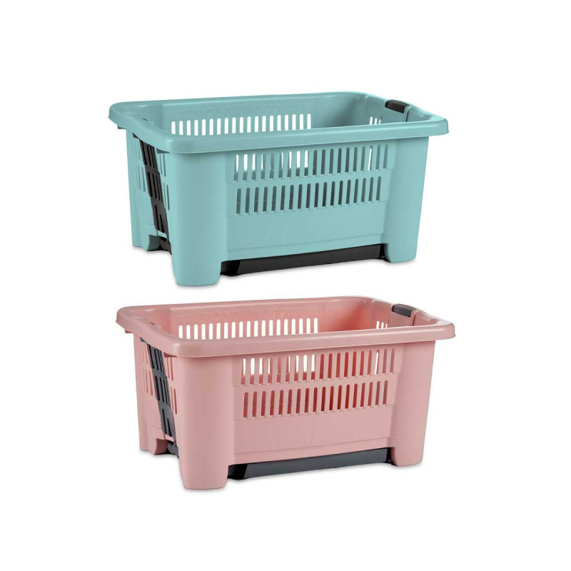 CESTA ROPA PATAS PLEGABLES SURT 2 COL ROSA VERDE
