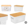 MULTIUSE BOX BAMBOO LID SMALL WHITE 12CM