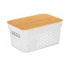 BOITE PERFORÉ POLYVNT COUVERCLE BAMBOU BLANCH 12CM