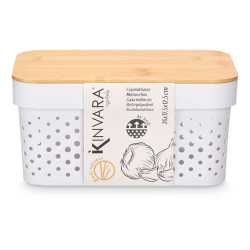 CAJA MULTIUSOS PERFORADA TAPA BAMBU PEQ BLANC 12CM