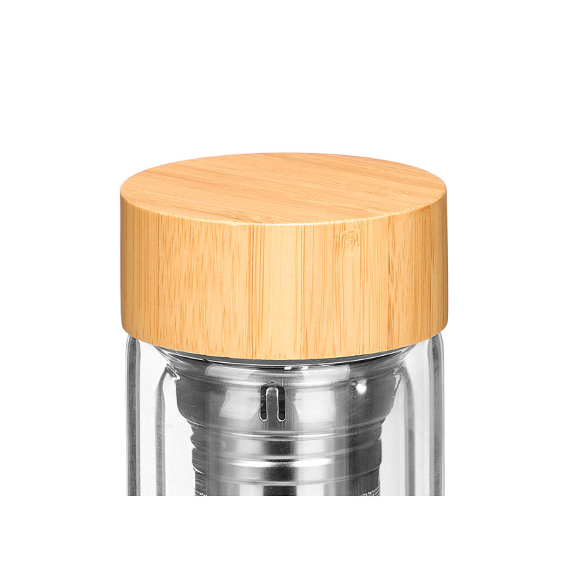 DOUBLE WALLED GLASS THERMOS FLASK INFUSION FILTER