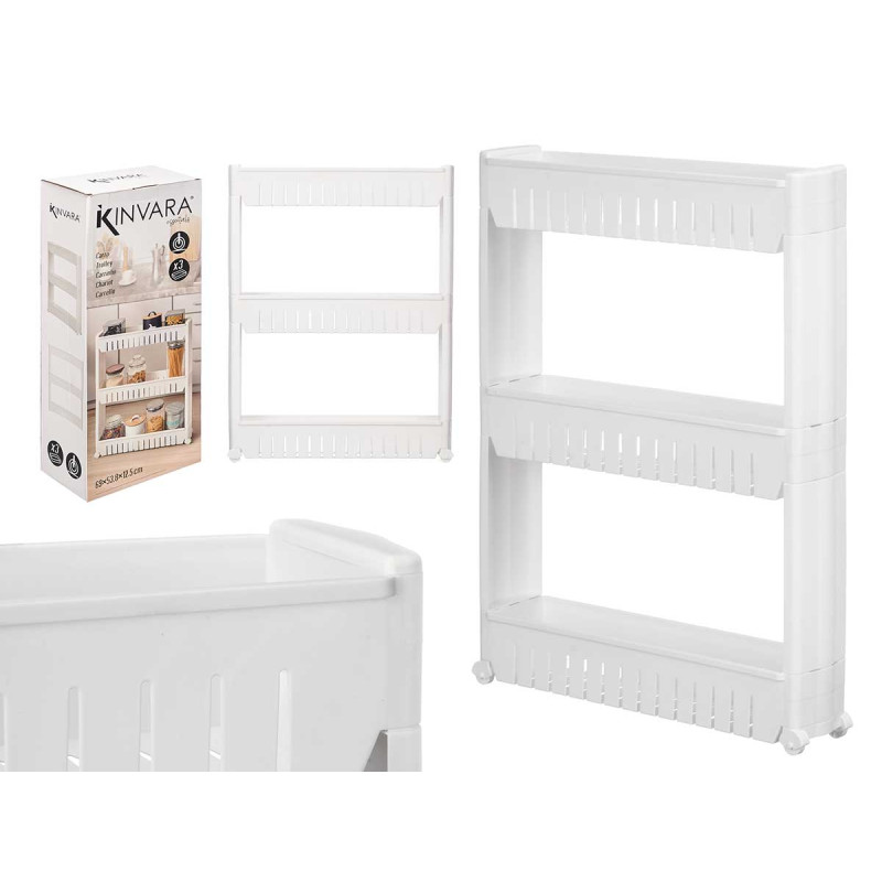 TROLLEY 4 WHEELS 3 SHELVES WHITE