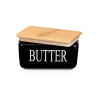 BLACK BUTTER DISH BAMBOO COVER