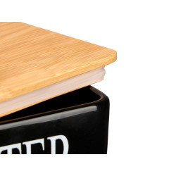 BLACK BUTTER DISH BAMBOO COVER