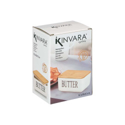 MANTEQUILLERA BLANCA TAPA BAMBU