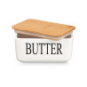 WHITE BUTTER DISH BAMBOO COVER