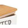 WHITE BUTTER DISH BAMBOO COVER