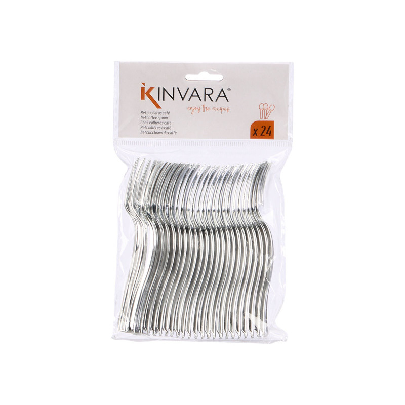 SET 24 CUCCHAI CAFFE PLASTICA ARGENTATO 