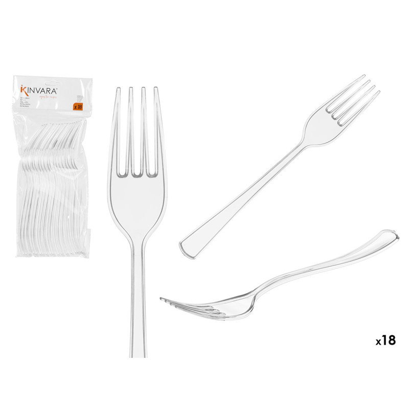 SET 18 TENEDOR PLASTICO TRANSPARENTE