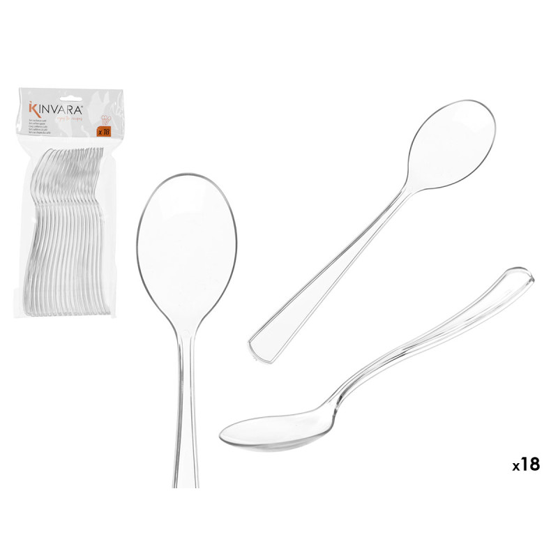 SET 18 CUCHARA PLASTICO POSTRE TRANSPARENTE