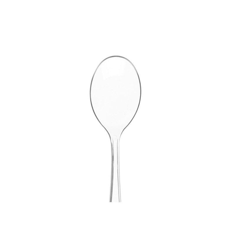 SET 18 CUCHARA PLASTICO POSTRE TRANSPARENTE
