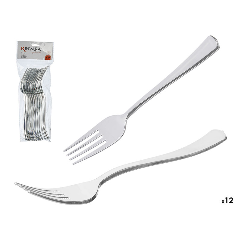 SET 12 PLASTIC SILVER FORK
