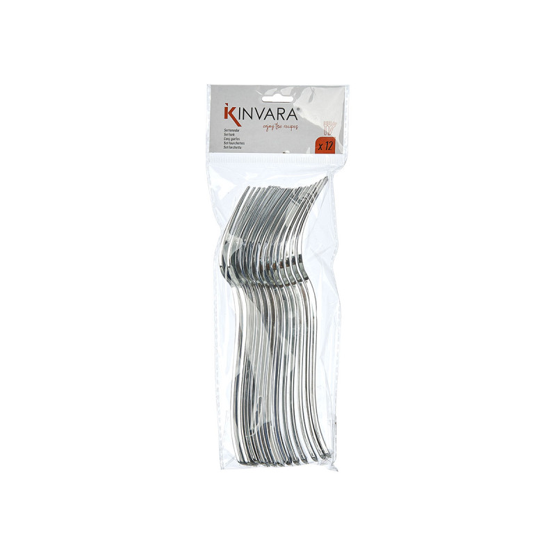 SET 12 TENEDOR PLASTICO PLATEADO