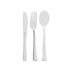 SET 24 CUBIERTOS PLASTICO PLATEADO