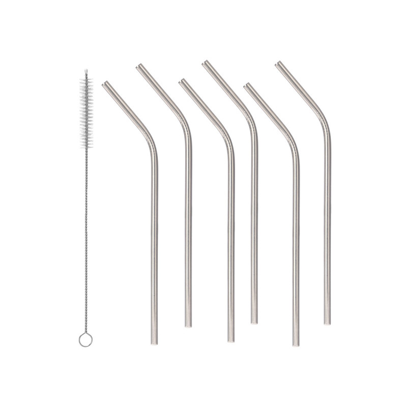 SET 6 STEEL STRAW WITH CLEANER