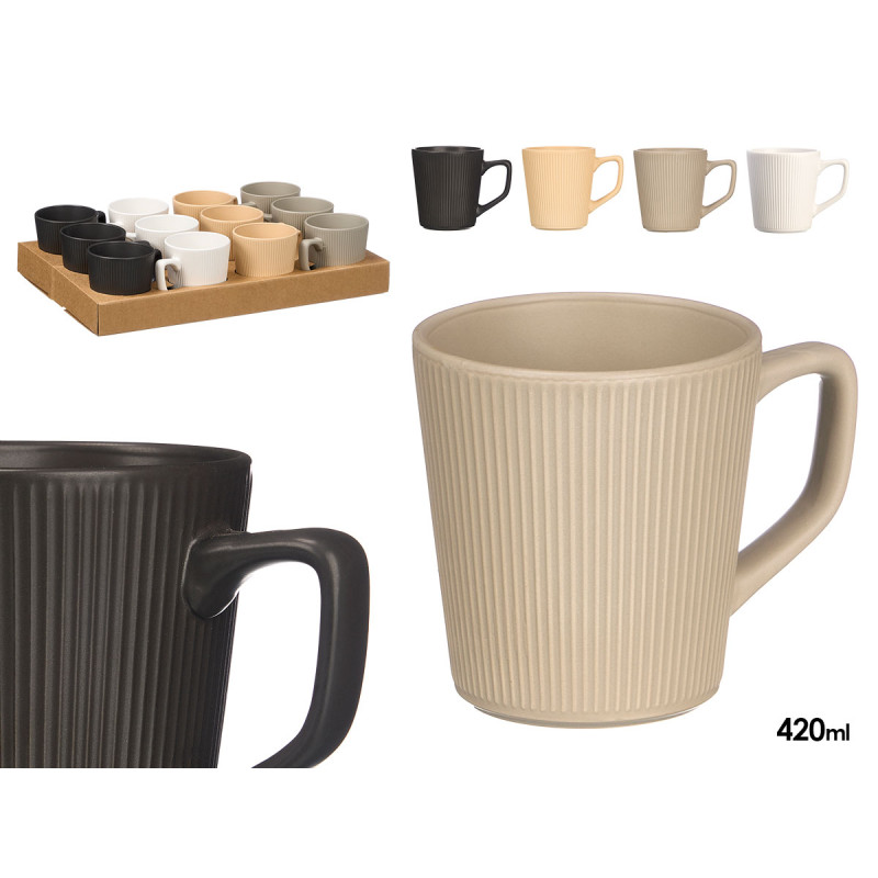 TAZZA COLAZIONE MANICO ASS 4 COL NEUTRI 420ML