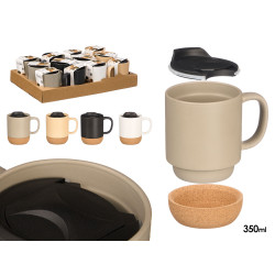 CUP CORK BASE LID ASRT 4 NEUTRAL COLORS 350ML