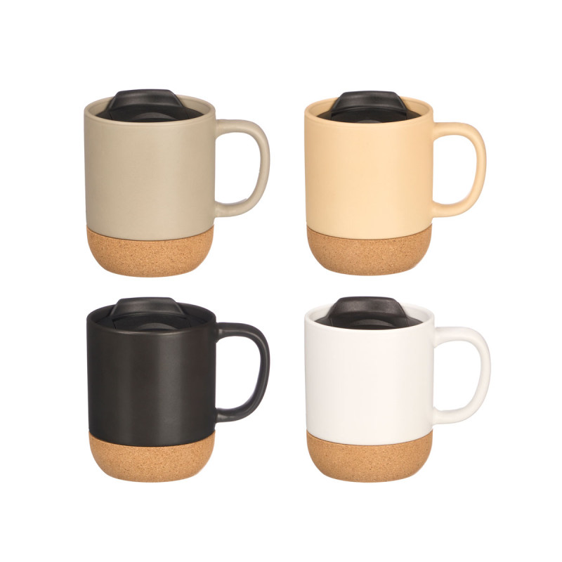 TASSE BASE LIÈGE COUVERCLE ASSORT 4 COULEURS NEUTR
