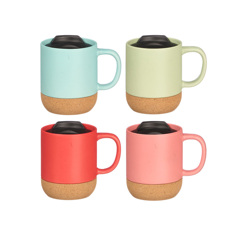 CUP CORK BASE LID ASRT 4 BRIGHT COLORS 350ML