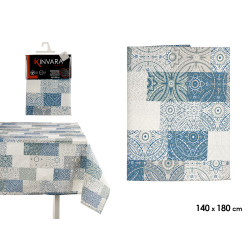MANTEL LONETA ANTIMANCHAS 140X180CM AZULEJO AZUL