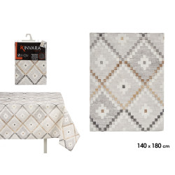 TOALHA MESA LONA ANTIMANCH 140X180CM LOSANG BEGE