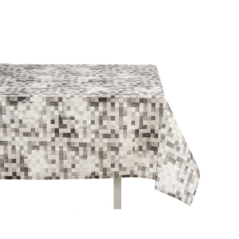 MANTEL LONETA ANTIMANCHAS 140X180CM CUADROS GRIS