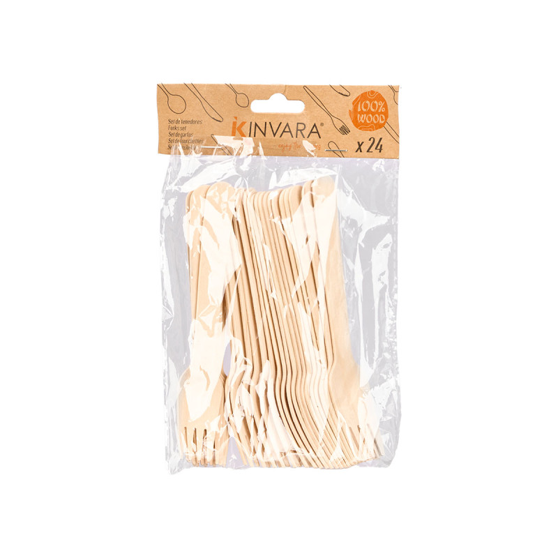 SET 24 WOODEN FORKS