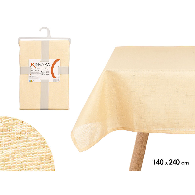 POLYESTER TABLECLOTH 140X240CM BEIGE