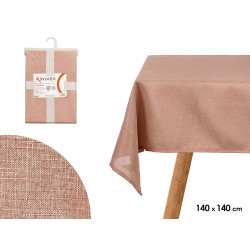 TOALHA DE MESA POLIÉSTER 140X140CM ROSA