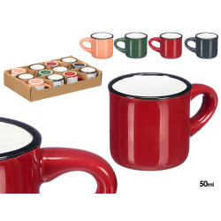 TAZZA DA CAFFE 50ML MANICO NERO BORDO ASS 4 COLORE