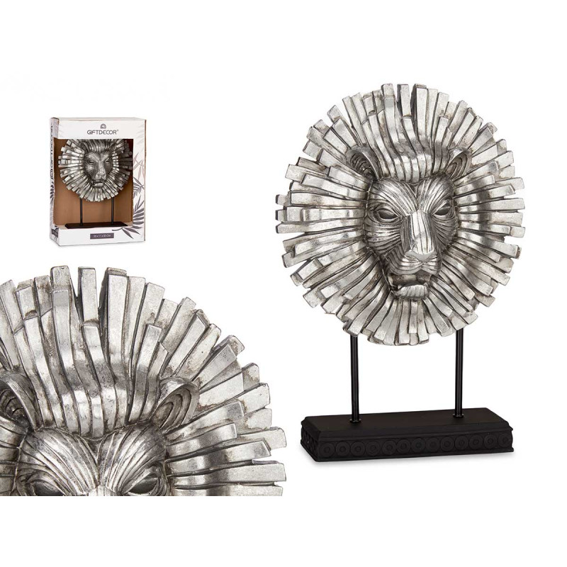 TESTA DI LEONE CON BASE IN ARGENTO