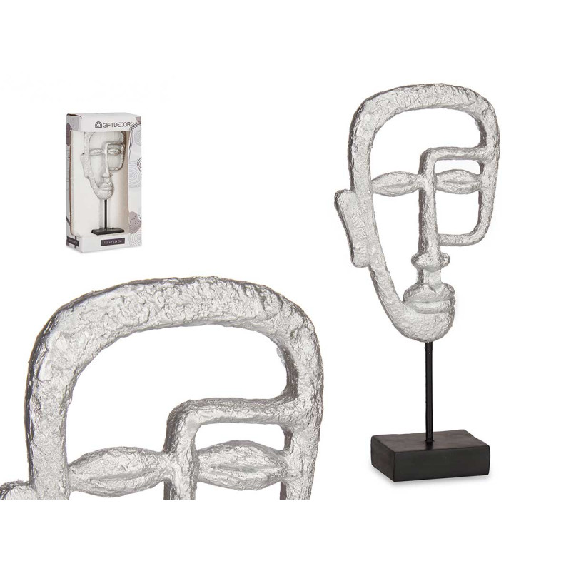 ESTATUETA DE ROSTO COM BASE PRATEADA