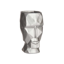 VASE 3D FACE SILVER