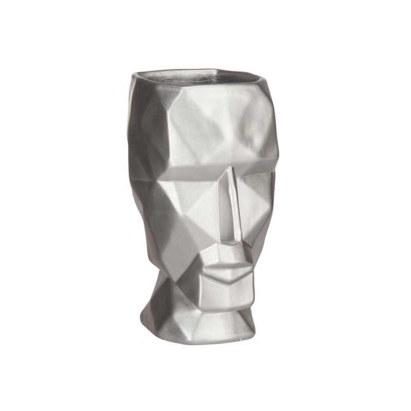 VASE 3D FACE SILVER