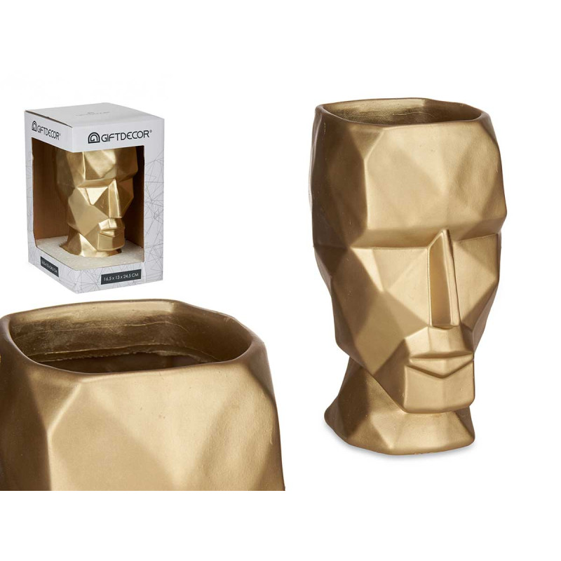 VASE VISAGE 3D OR