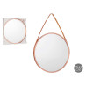 MIROIR ROND POIGNÉE SIMILI-CUIR BRONZE PETIT