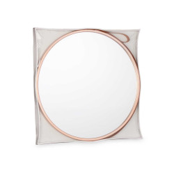 MIROIR ROND POIGNÉE SIMILI-CUIR BRONZE PETIT