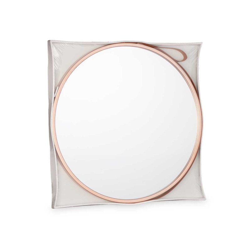 MIROIR ROND POIGNÉE SIMILI-CUIR BRONZE PETIT