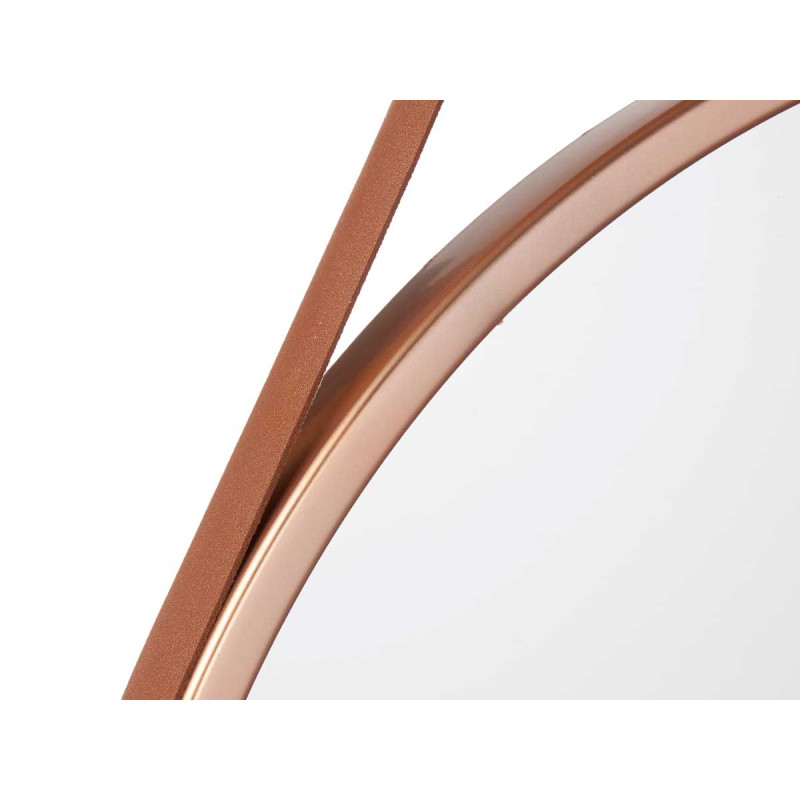 MIROIR ROND POIGNÉE SIMILI-CUIR BRONZE PETIT