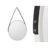ROUND MIRROR IMITATION LEATHER HANDLE WHITE SMALL