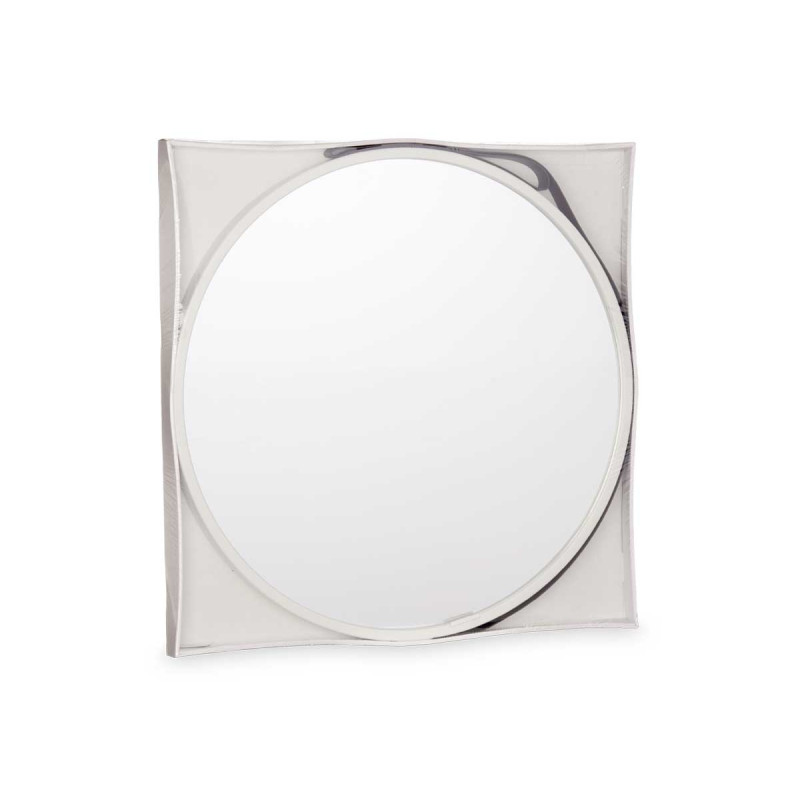 MIROIR ROND POIGNÉE SIMILI-CUIR BLANC PETIT