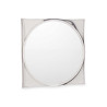 ROUND MIRROR IMITATION LEATHER HANDLE WHITE SMALL