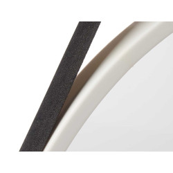 SPECCHIO ROTONDO MANIGLIA ECOPELLE BIANCO PICC