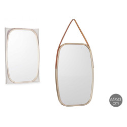 RECTANG MIRROR IMITATION LEATHER HANDLE CHAMPAGNE