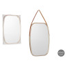 RECTANG MIRROR IMITATION LEATHER HANDLE CHAMPAGNE