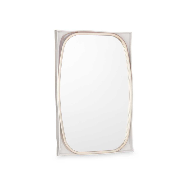 RECTANG MIRROR IMITATION LEATHER HANDLE CHAMPAGNE