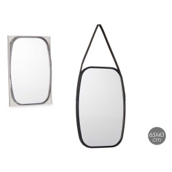 MIROIR RECTANGULAIRE POIGNÉE SIMILI-CUIR NOIR